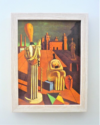 Quadro chirico con - con, cornice